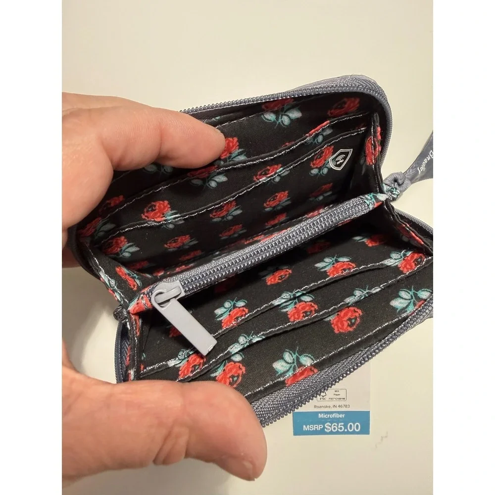 Vera Bradley RFID‎ Small Zip-Around Wallet Carbon Gray Microfiber 39334-I58 NWT - Picture 7 of 7